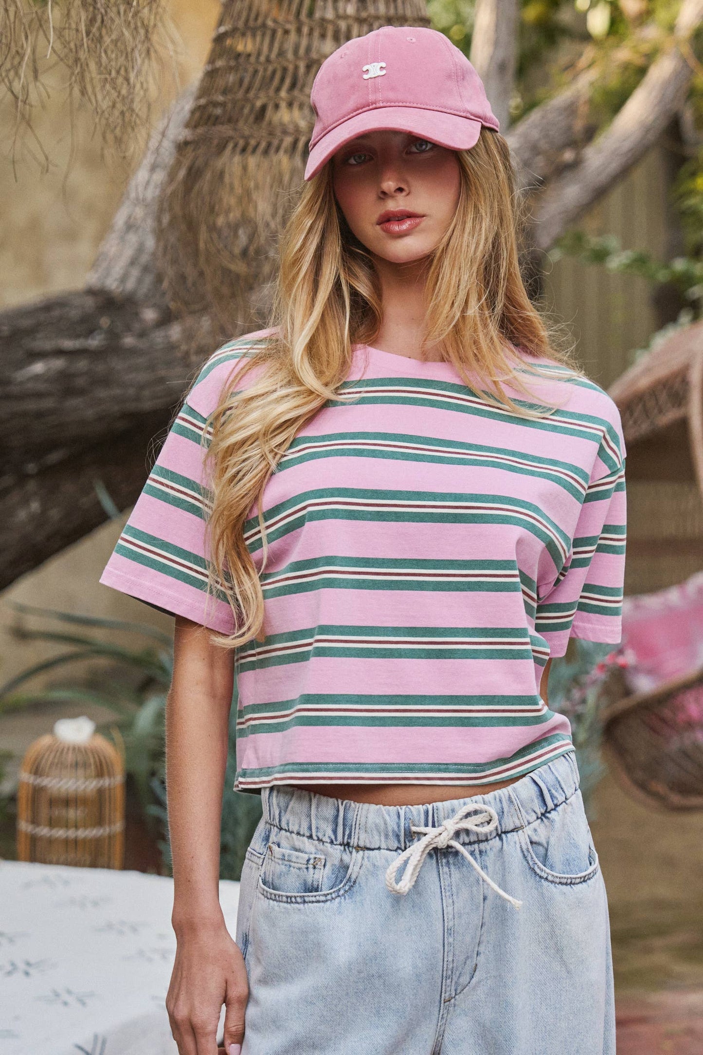 Vintage Washed Striped Cotton Tee