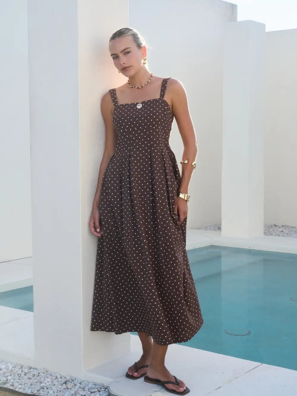Mocha Polka Dot Midi
