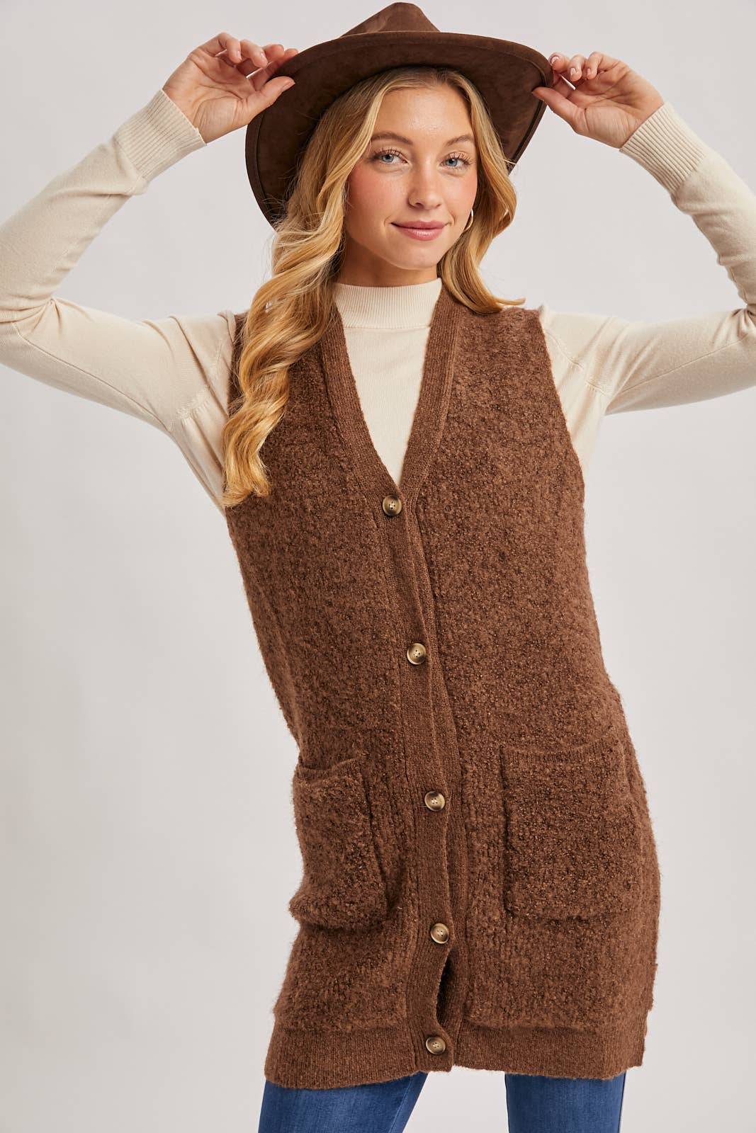 Teddy Knit Longline Vest