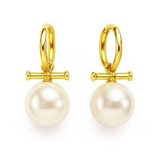 Toggle Bar Pearl Earrings- Modern Classic Style