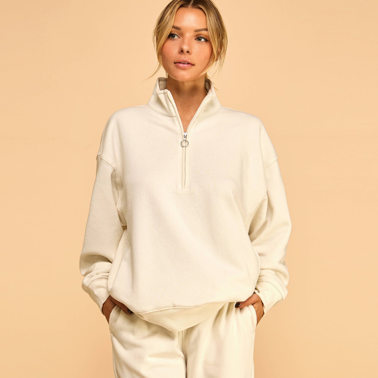 Mock Neck Sweatshirt I Pink