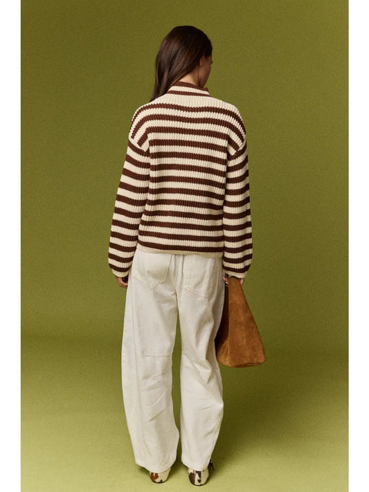 Mocha Stripe Knit Jacket