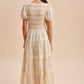 Smocked Lace Tiered Maxi