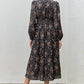 Printed Floral V-Neck Midi Dress