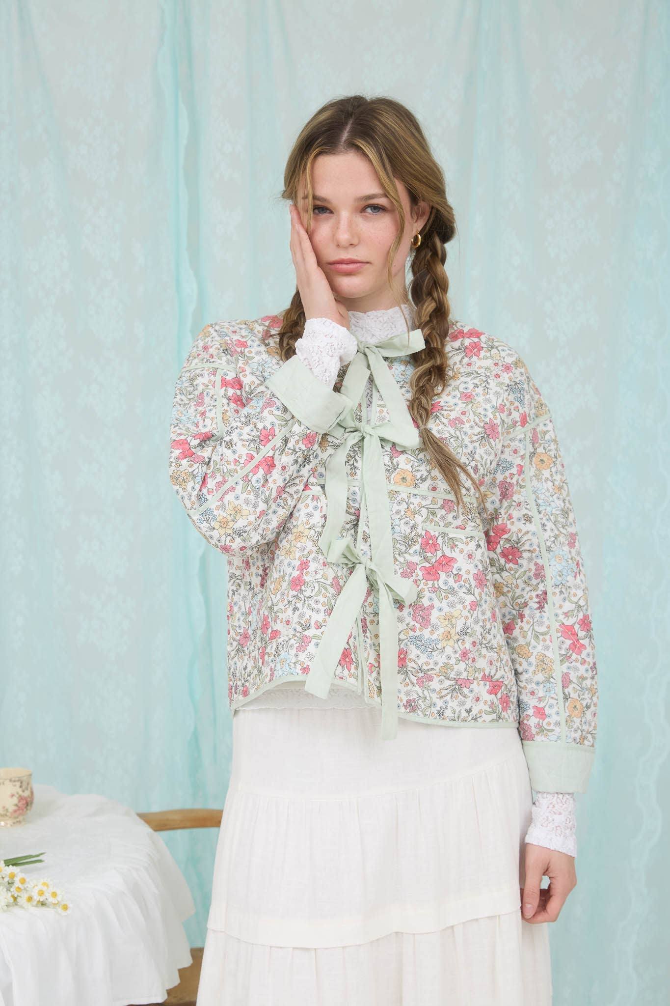 The Bloom Tie-Front Quilted Jacket