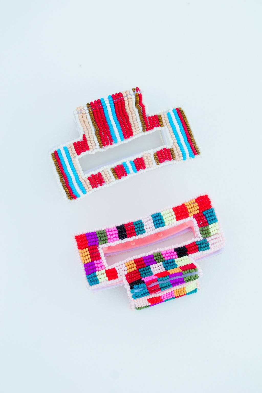 Beaded Claw Clip : Stripe