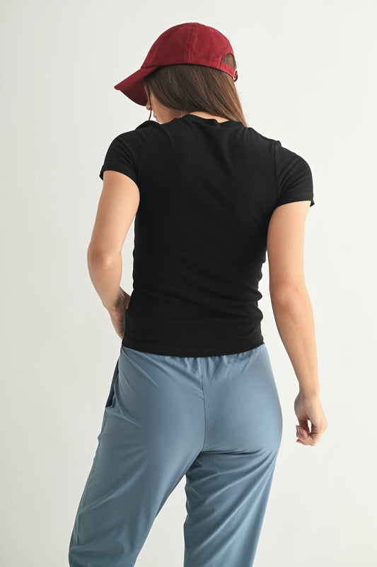 Black Ribbed Top