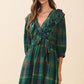 Plaid Ruffle-Trim Wrap Dress