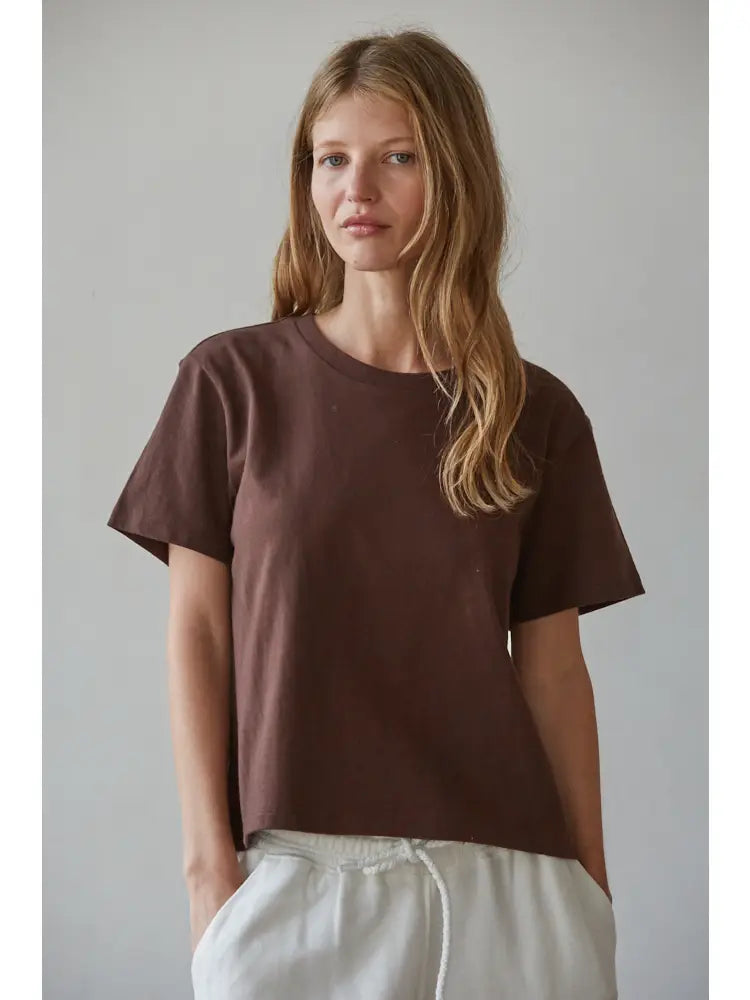 Everyday Essential Cotton Tee I Cocoa