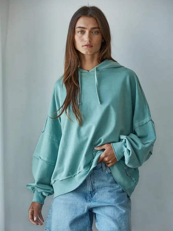 Vintage Wash Teal Hoodie