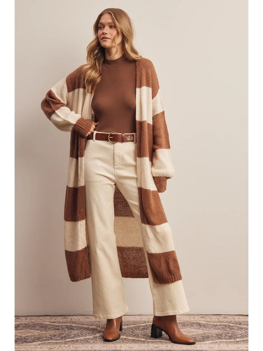 Striped Longline Knit Cardigan