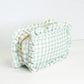 Gingham Ruffle Pouch I Green