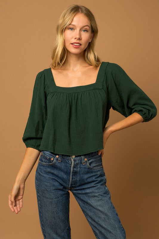 Square Neck Back Tie Top