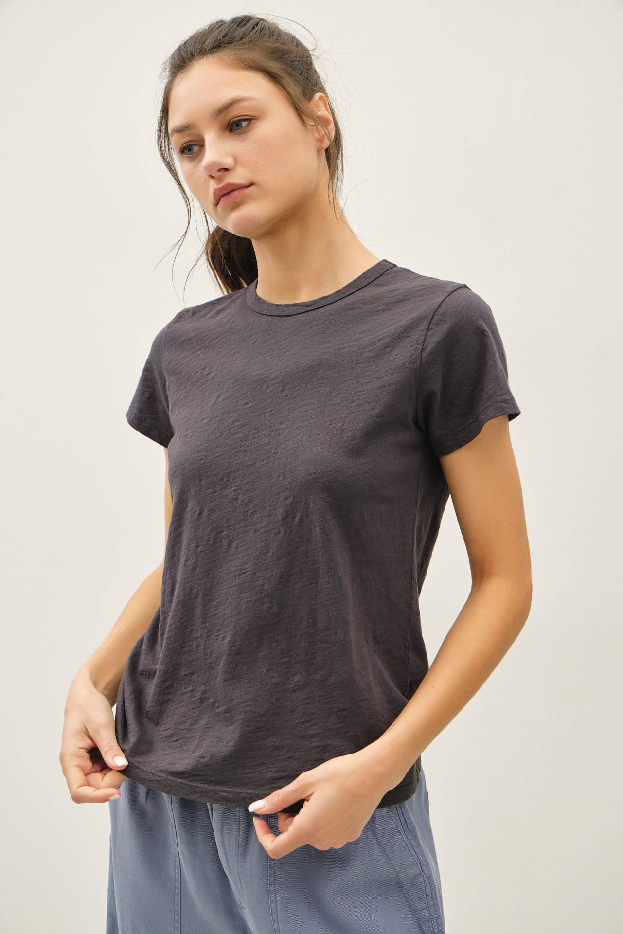 Charcoal Blue Basic Tee