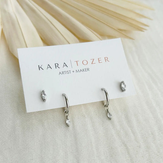 Silver Marquise Hoop Stacking Set #4