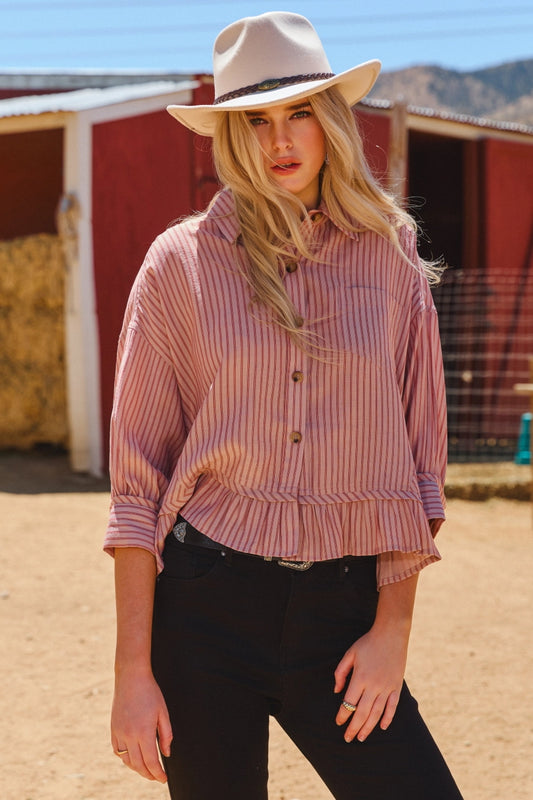 Pink Combo Striped Blouse