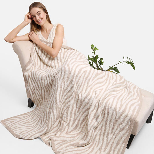 Zebra Throw Blanket - Beige