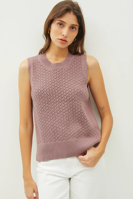 Crochet Sleeveless Knit Sweater