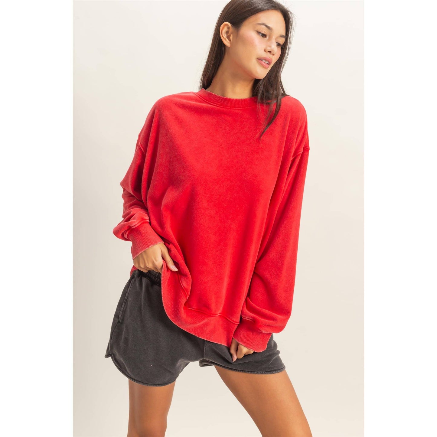 Mineral Washed Crew II Red