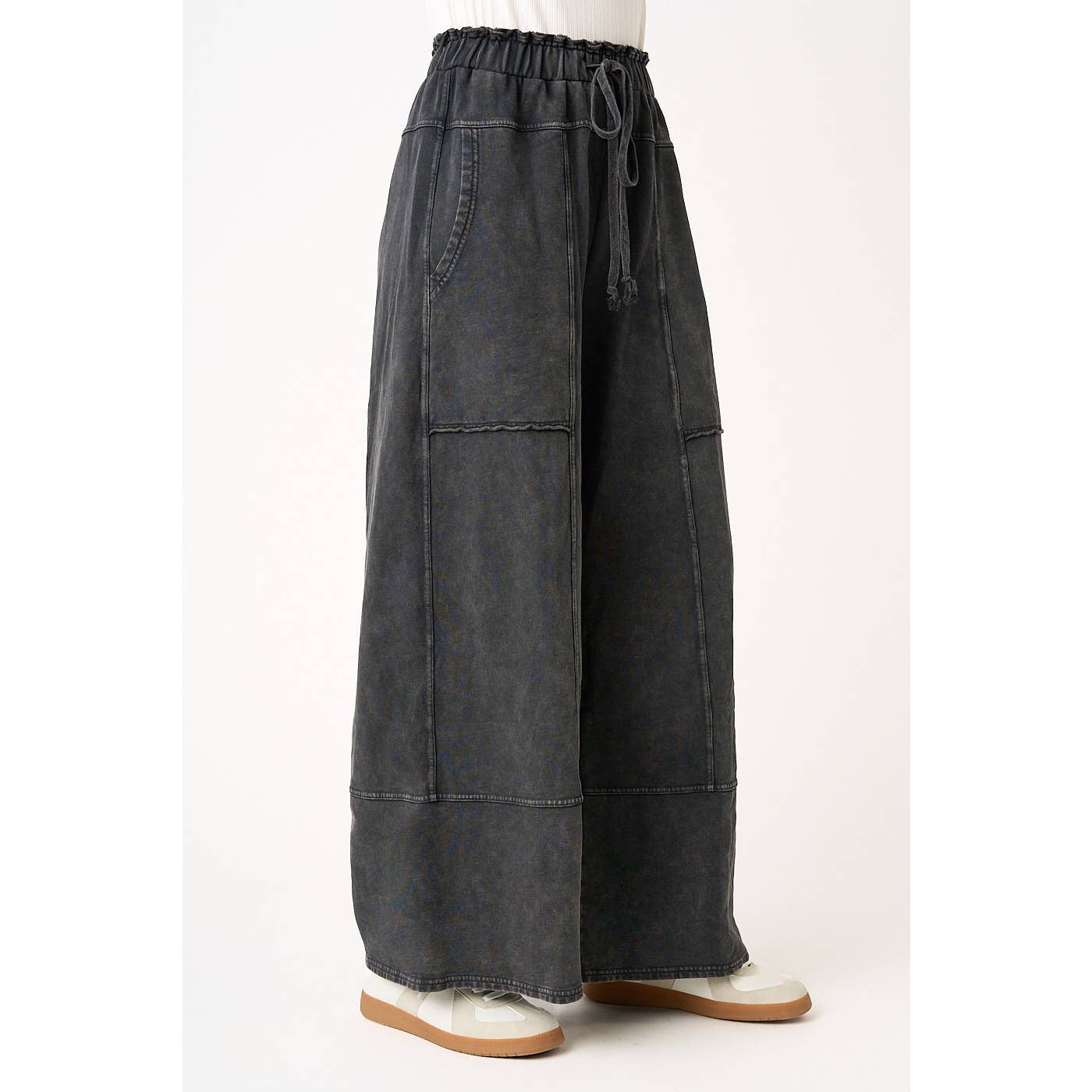 Mineral Wash Seam Detail Pants I Peri Blue