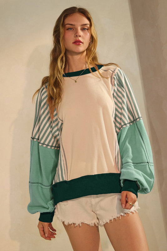 Fleece Colorblock Crewneck
