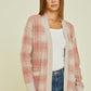 Long Plaid Cardigan - Rose