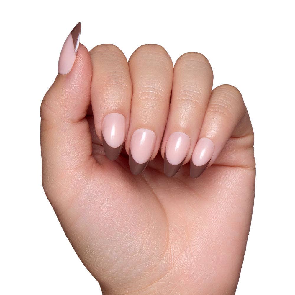 Chocolate Press-On Nails | Brown French Tip
