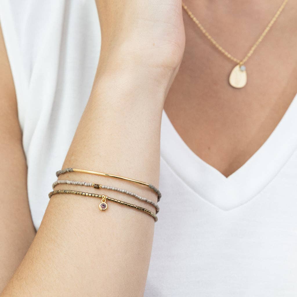 Simply Chic Bracelet Trio I Pewter & Gold