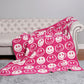 Smiley Face Throw Blanket - Fuchsia