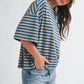 Oversized Stripe Boyfriend Tee I Gray