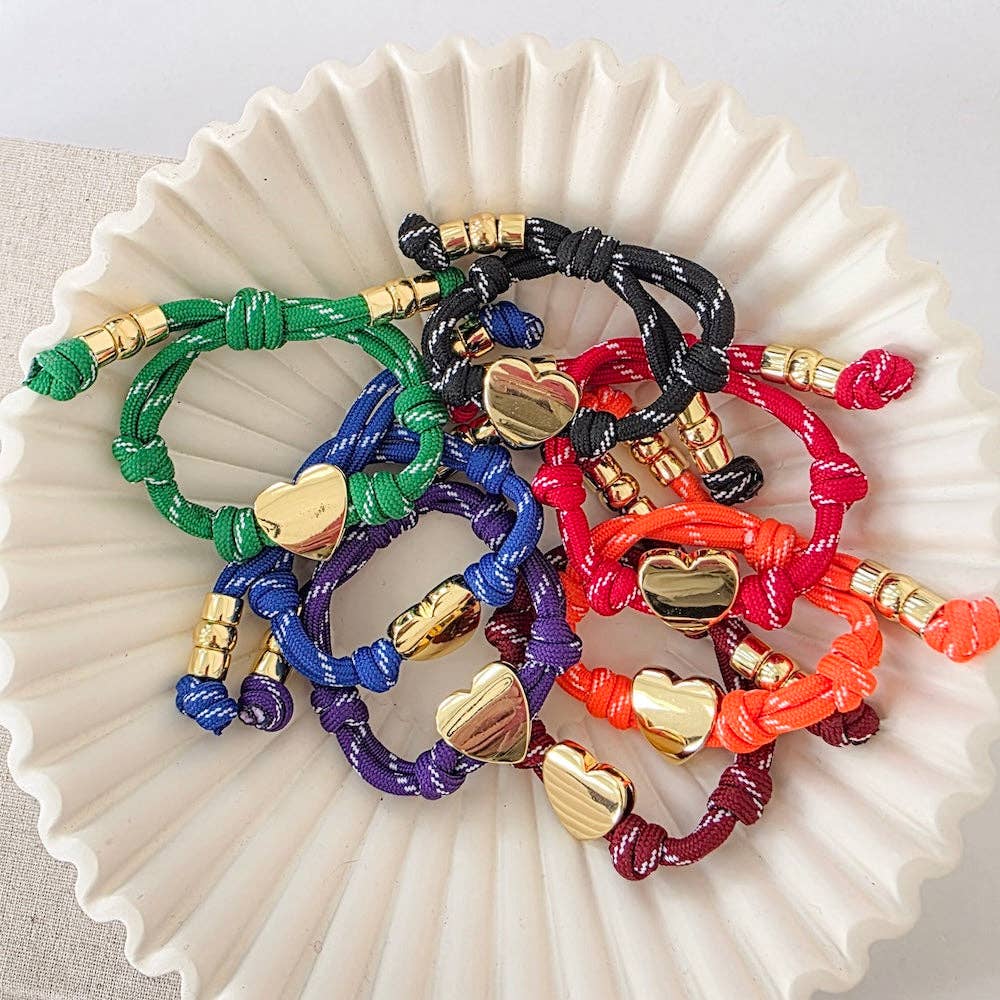 Heart Knot Cord Bracelet I Red