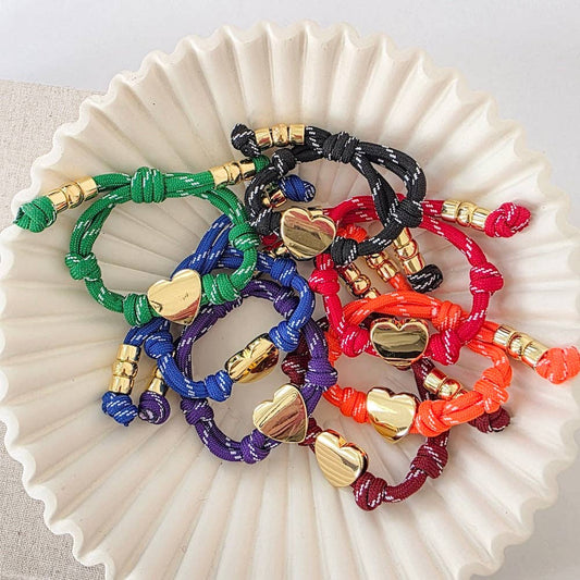 Heart Knot Cord Bracelet I Green