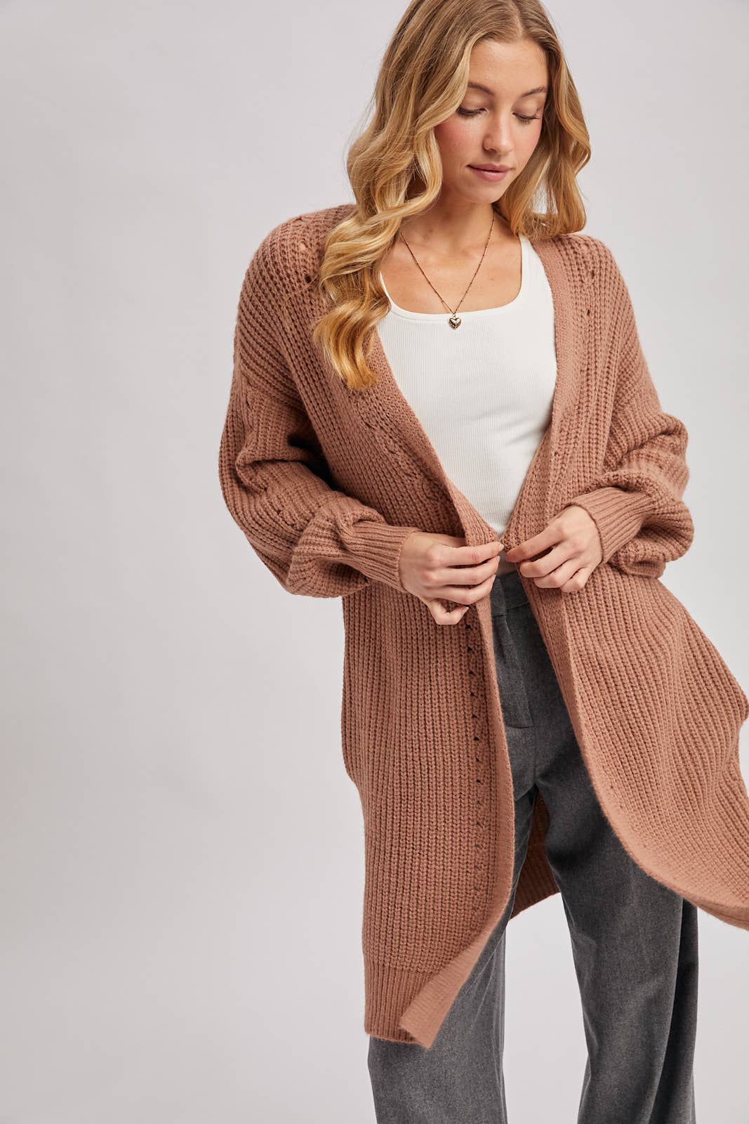 Longline Sweater Knit Cardigan – Hot Pink