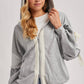 Lace-Trimmed Balloon Sleeve Zip Hoodie