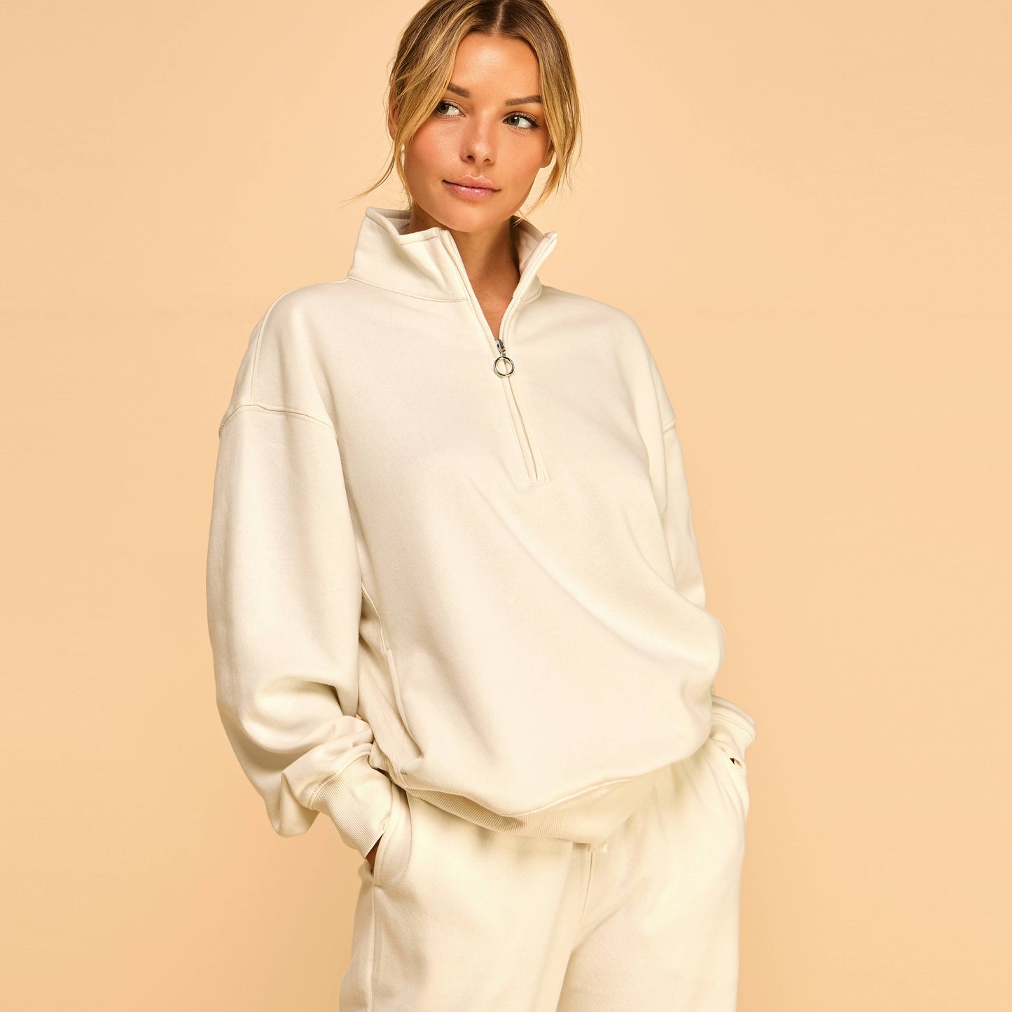 Mock Neck Sweatshirt I Pink