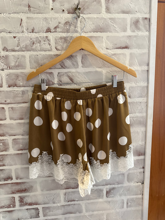 Polka Dot Lace Trim Shorts