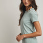 Ribbed Knit Basic Tee I Sage