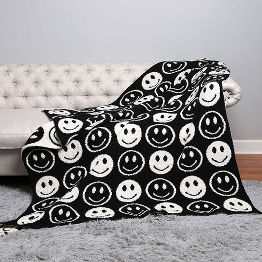 Smiley Face Blanket - Black