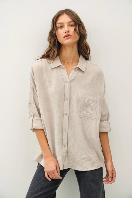 Cotton Gauze Button Down Shirt