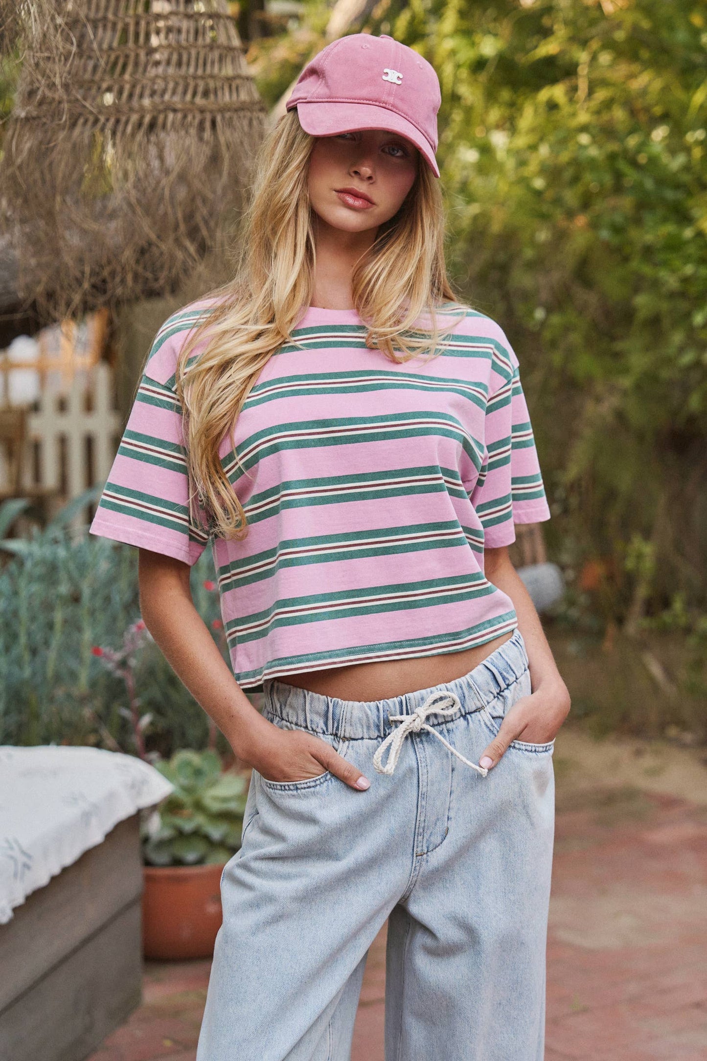 Vintage Washed Striped Cotton Tee