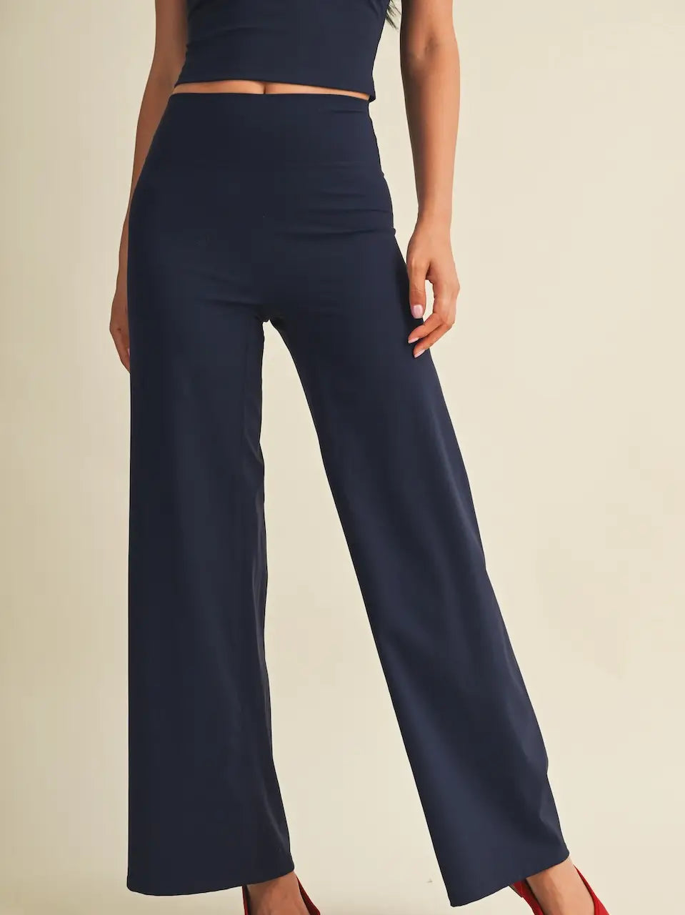 The Soft Stretch Wide Leg Pants I Navy