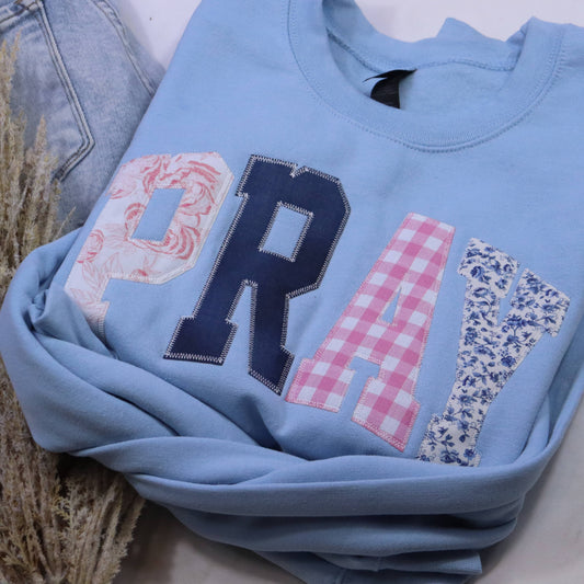 Patchwork Pray Crewneck