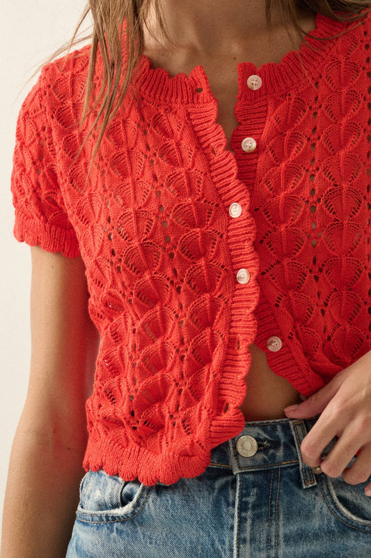 Pointelle Crochet Cardigan