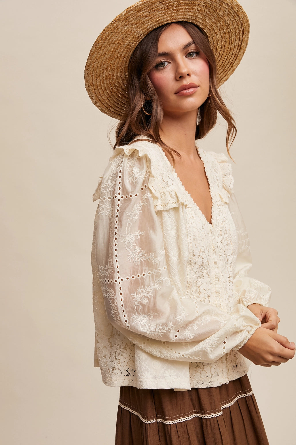 Delicate Embroidered Lace Blouse