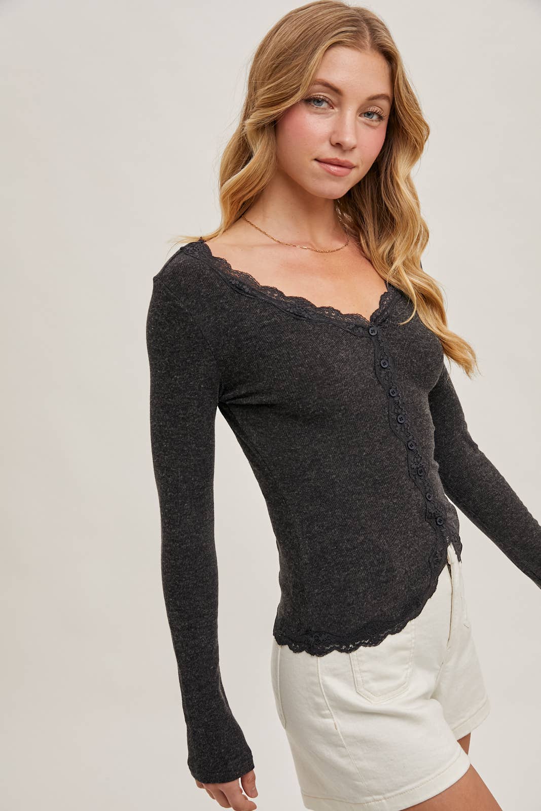 Lace Trim Knit Cardigan Top