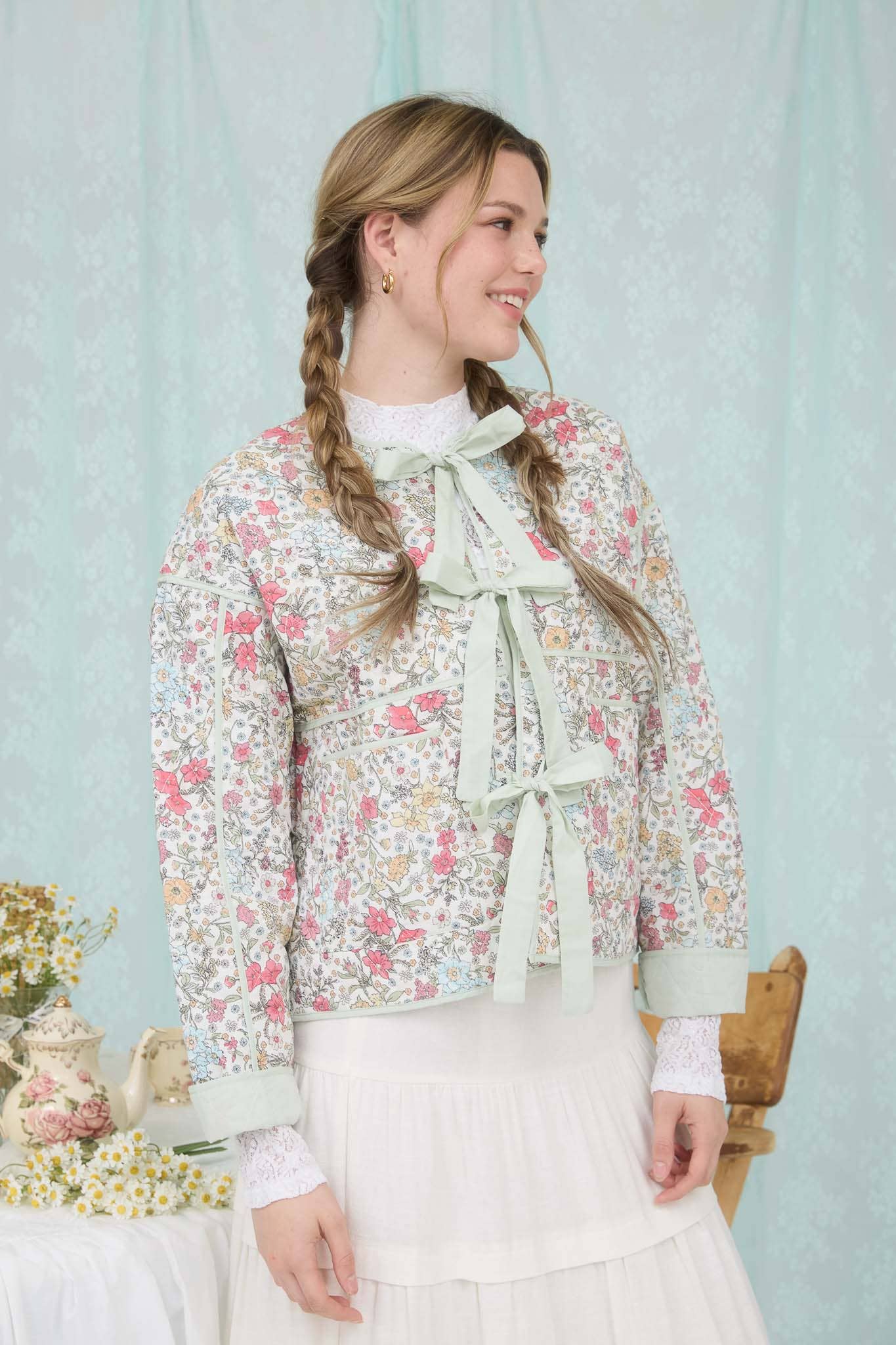 The Bloom Tie-Front Quilted Jacket