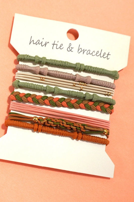 Hair Tie & Bracelet | Olive & Rust