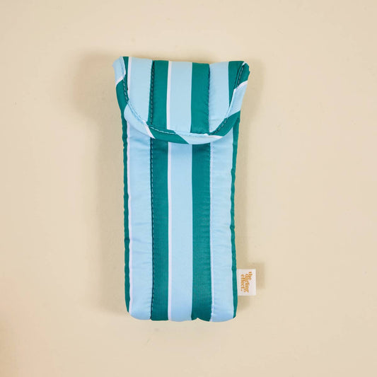 Puffy Sunglasses Case I Sicily Stripes Teal