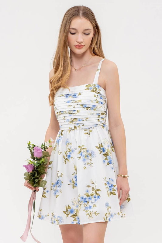 Floral Pleated Babydoll Dress