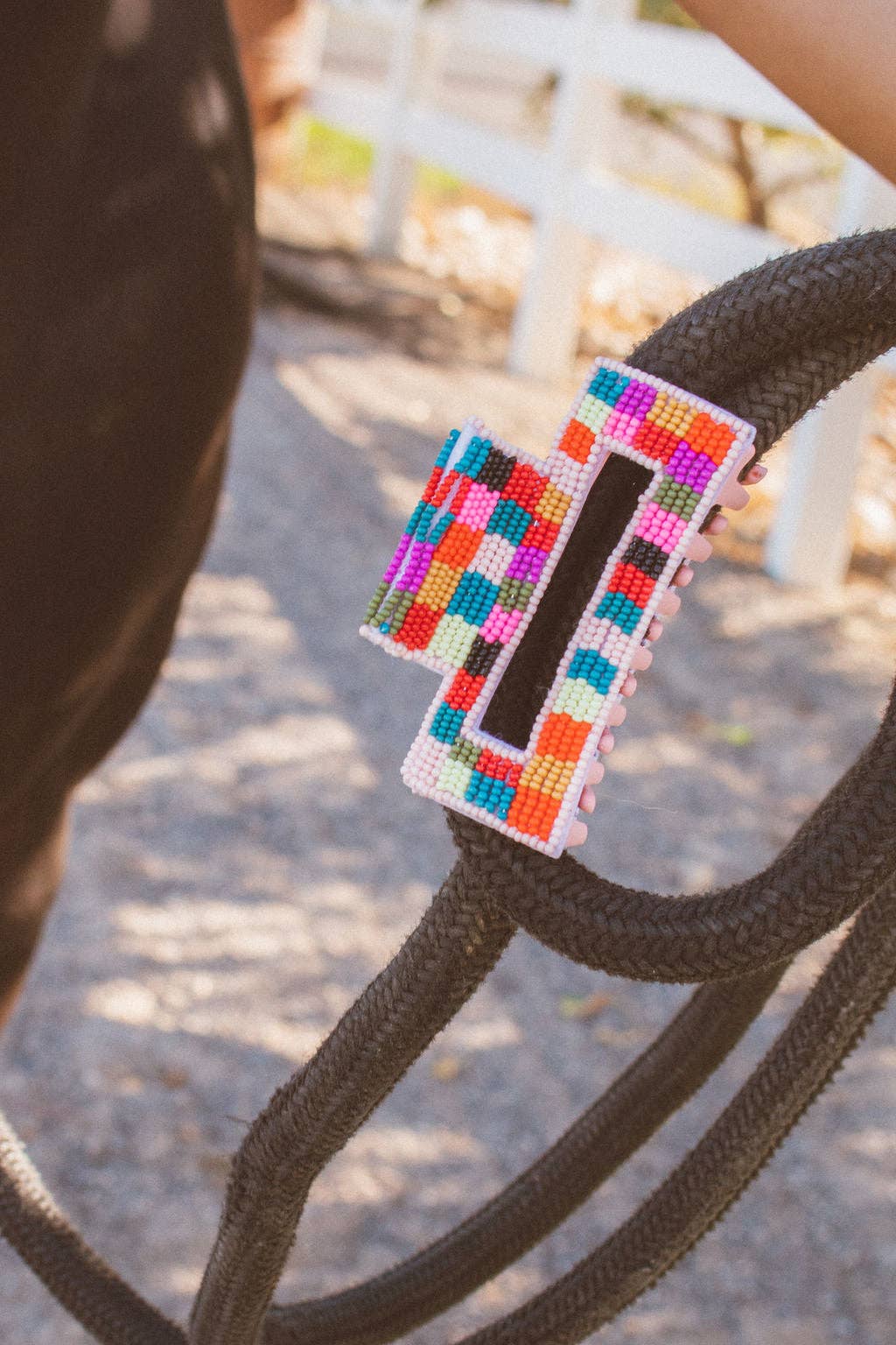Beaded Claw Clip : Stripe